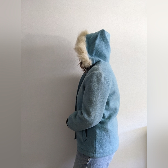 Arctic-Style Wool Parka - 80's Canadian Sportswear Winter Jacket - Fur Trim - Picture 7 of 10